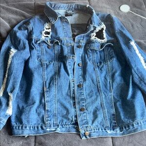 Forever 21 Distressed Blue Denim Jacket